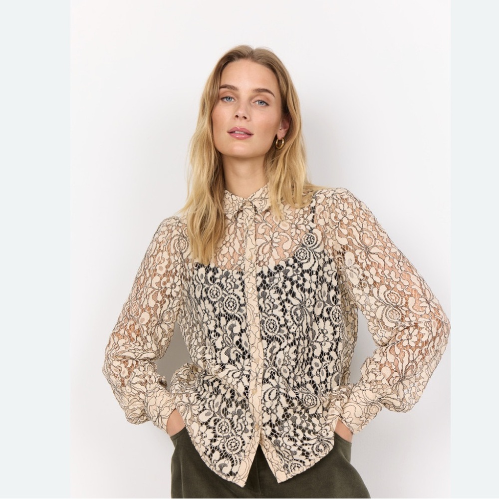 Soya Concept Elegant Lace Women's Top - Cream and Black